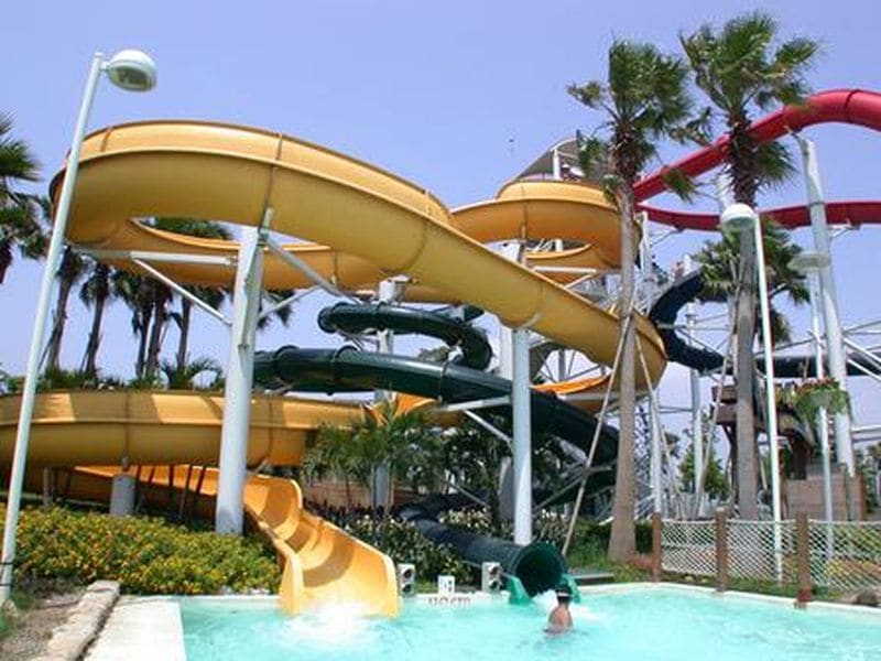 Indoor water park with slides at Kalahari Wisconsin Dells